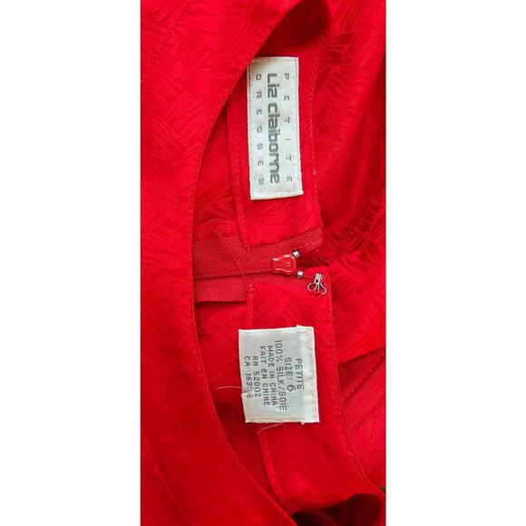 Vintage‎ 80s 100% Silk Liz Claiborne Red Sheath Dress & Jacket Set Sz 6 Petite - Picture 7 of 7
